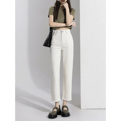Pantalones Denim Crema Tobilleros para Mujer - Image 13