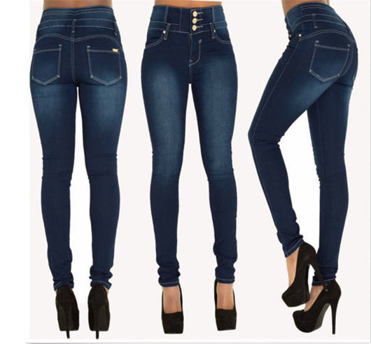 Jeans Elásticos Cintura Alta para Mujer Corte Lápiz - Image 12