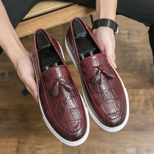 Zapatos de Cuero Estilo Coreano Casual Elegante con Borlas - Talla Grande Hombre - Image 10