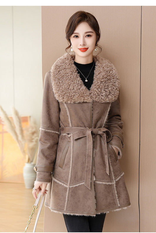 Abrigo de Invierno Largo en Terciopelo Mink para Mujer - Image 25