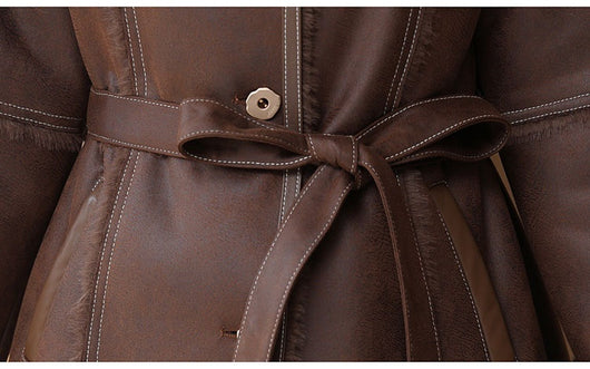 Abrigo de Invierno Largo en Terciopelo Mink para Mujer - Image 29