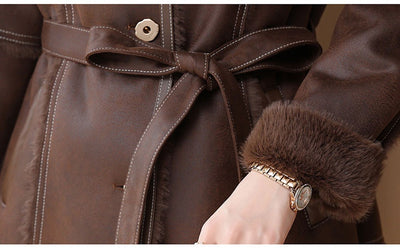 Abrigo de Invierno Largo en Terciopelo Mink para Mujer - Image 30
