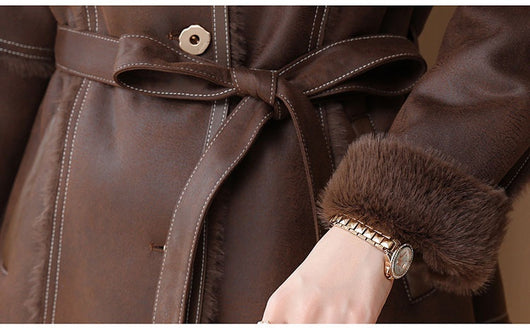Abrigo de Invierno Largo en Terciopelo Mink para Mujer - Image 30