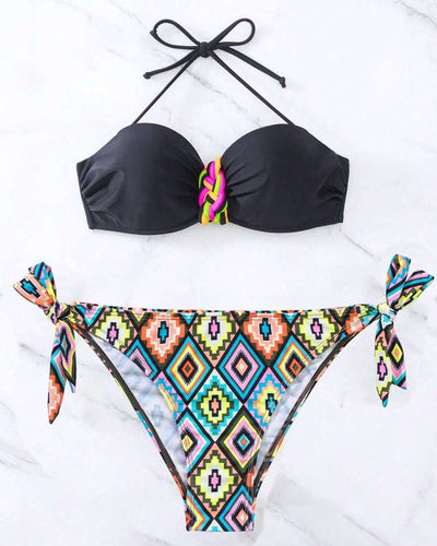 Bikini Sexy de Cintura Alta con Tirantes y Abertura - Image 12
