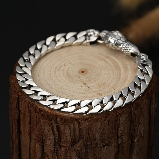 Pulsera de Plata Tailandesa con Cierre de Cabeza de Serpiente - Diseño Ligero - Image 8