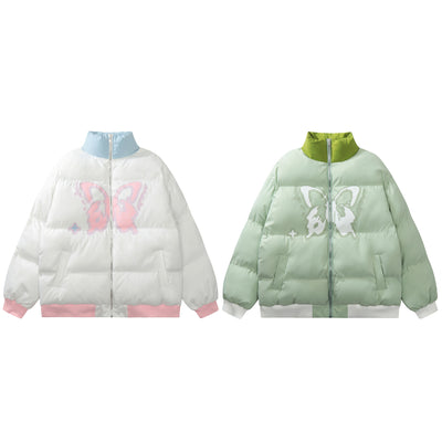 Abrigo Acolchado de Algodón con Cuello Alto y Estampado Vintage de Letras en Contraste - Image 21