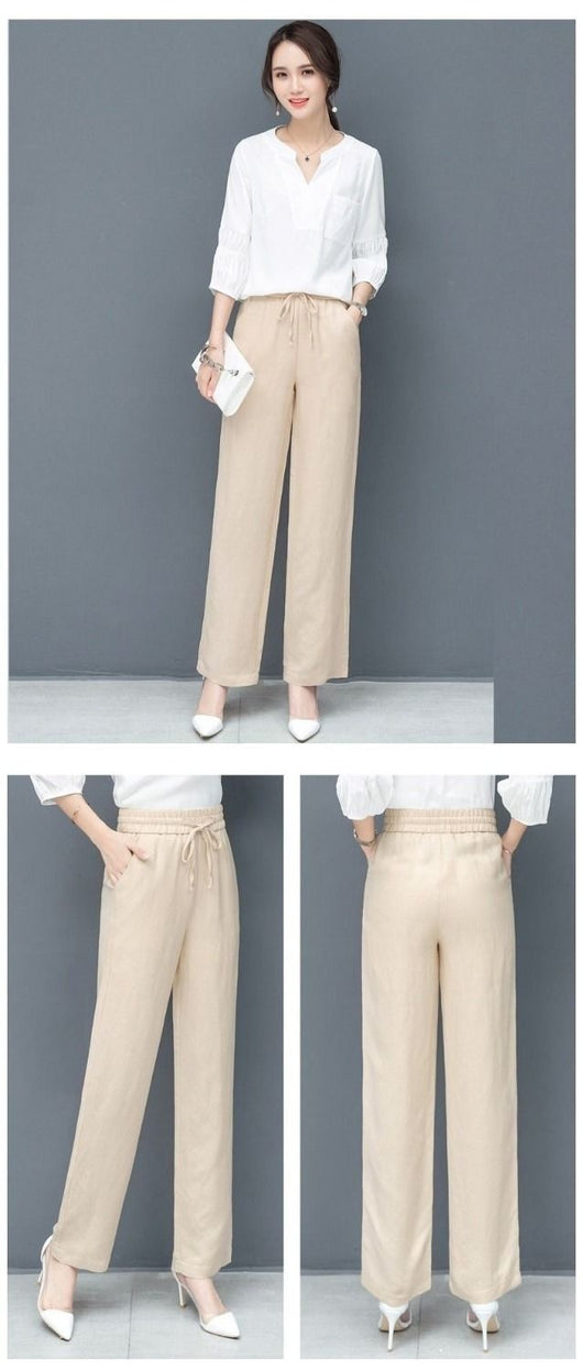 Pantalones Lyocell de Pierna Ancha Cintura Alta para Mujer - Image 10