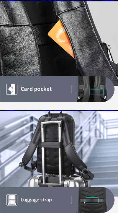 Mochila de Cuero Estratificado con Carga USB - Image 20