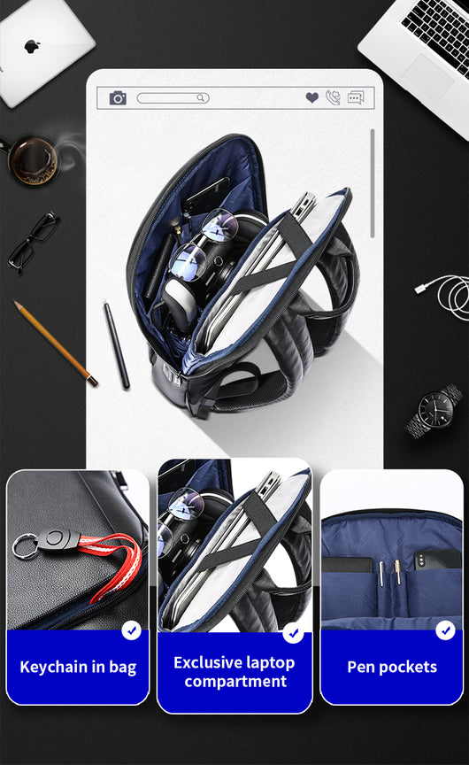 Mochila de Cuero Estratificado con Carga USB - Image 21