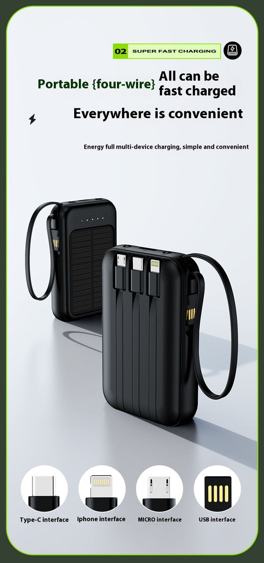 Banco de Energía Solar Portátil de Gran Capacidad con Cable para Camping - Image 22