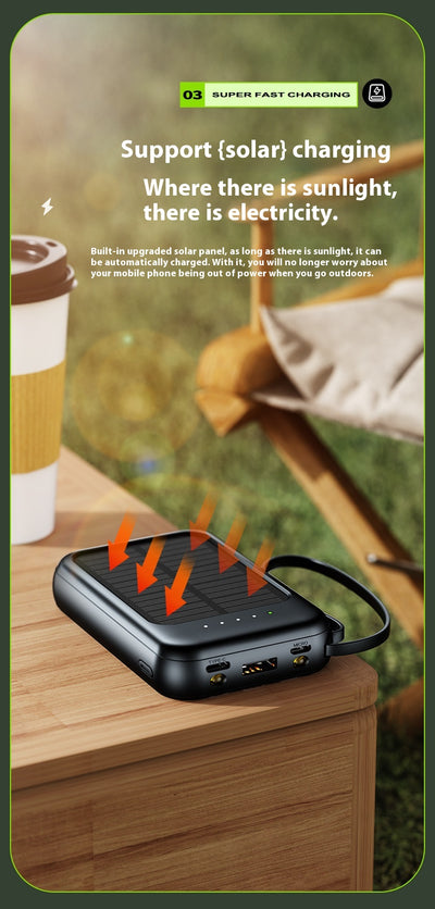 Banco de Energía Solar Portátil de Gran Capacidad con Cable para Camping - Image 23