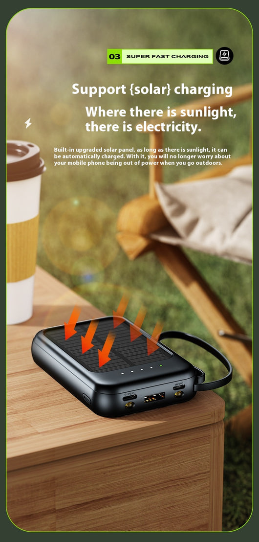 Banco de Energía Solar Portátil de Gran Capacidad con Cable para Camping - Image 23