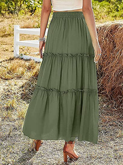 Vestido Maxi Plisado de Cintura Alta Elástica para Mujer - Image 31