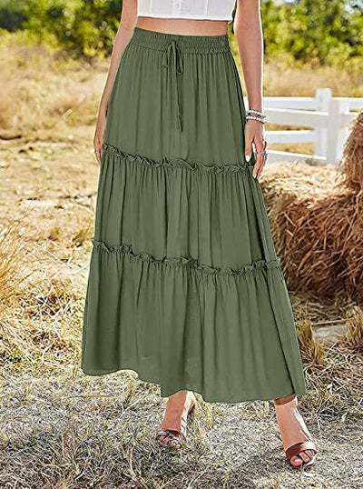Vestido Maxi Plisado de Cintura Alta Elástica para Mujer - Image 35