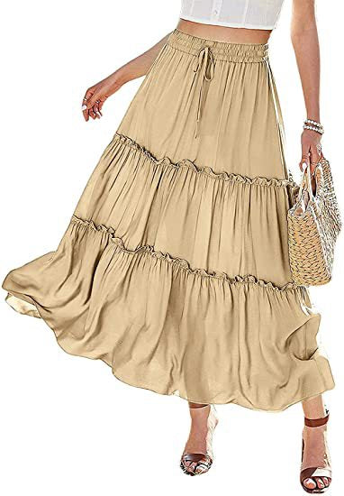 Vestido Maxi Plisado de Cintura Alta Elástica para Mujer - Image 39