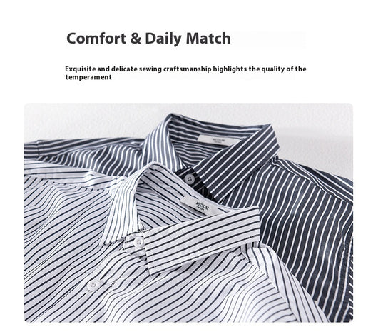 Camisa Casual Hombre a Rayas Azul Otoño Estilo Coreano - Image 13
