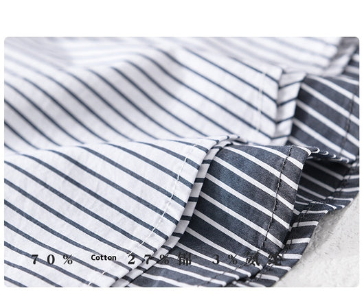 Camisa Casual Hombre a Rayas Azul Otoño Estilo Coreano - Image 16