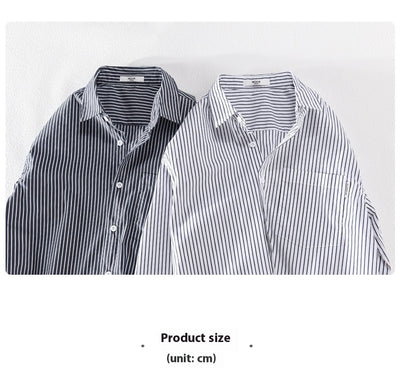Camisa Casual Hombre a Rayas Azul Otoño Estilo Coreano - Image 20