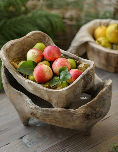Bandeja de Madera Maciza con Patas - Diseño Irregular para Pan y Frutas - Image 31