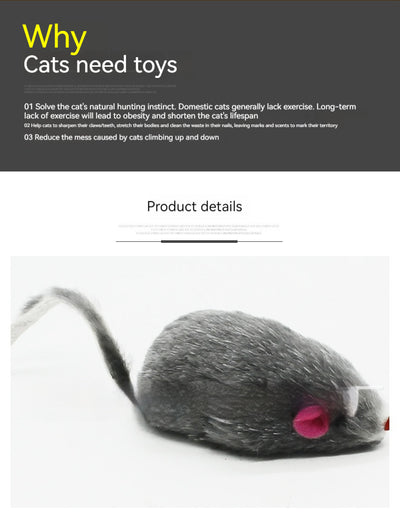 Two rabbit skin mouse cat toys, one dark gray and one white, with pink ears and red noses, on a white background. - Image 8