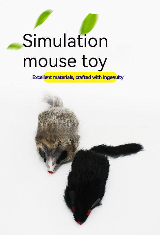 Two plush mouse cat toys, one brown and one black, with red eyes and tails, shown on a white background. - Image 7