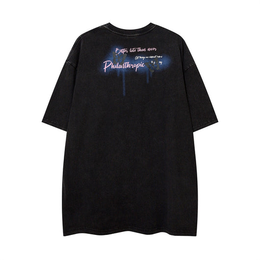 Camiseta Manga Corta Estampado Graffiti Relajado para Hombre - Image 17