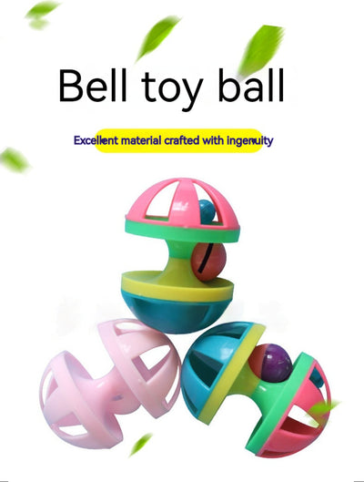 Colorful plastic dumbbell-shaped cat toy with a bell inside, designed for play and exercise. - Image 6