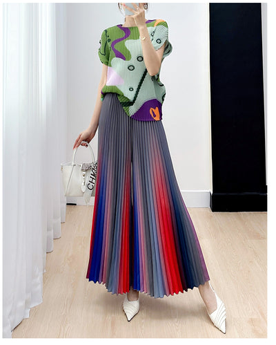 Pantalón Ancho Plisado Degradado Efecto Reductor - Versátil y Moderno - Image 47