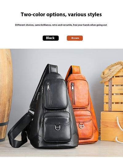 Bolsa de Pecho Cuero Genuino Gran Capacidad Messenger Crossbody Estilo Vintage - Image 7