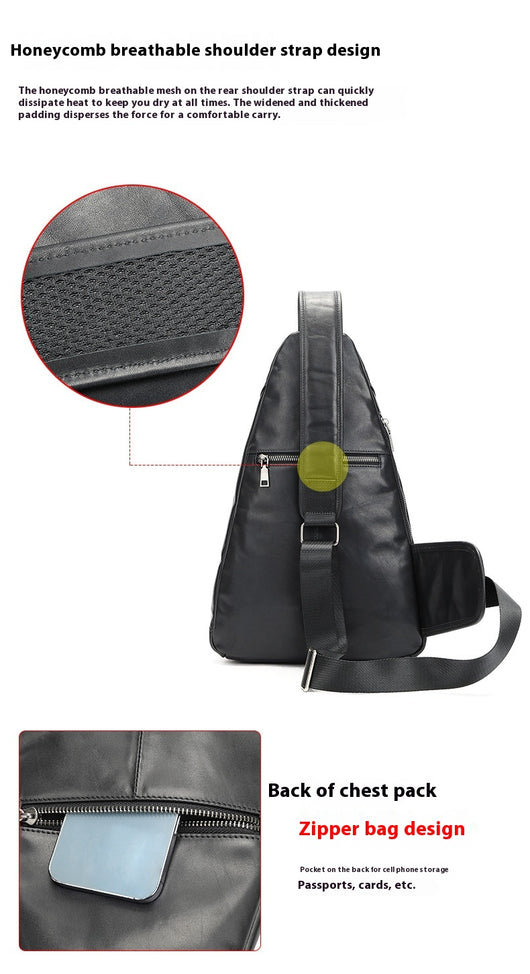 Bolsa de Pecho Cuero Genuino Gran Capacidad Messenger Crossbody Estilo Vintage - Image 10