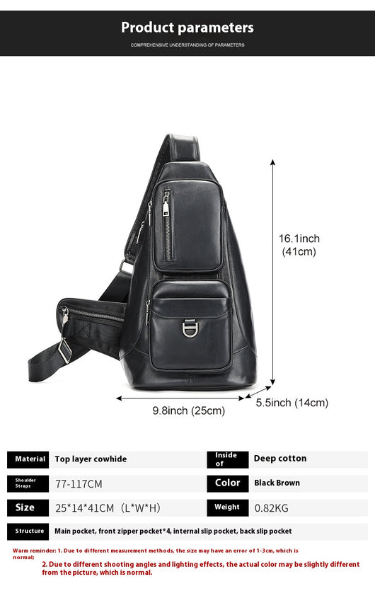 Bolsa de Pecho Cuero Genuino Gran Capacidad Messenger Crossbody Estilo Vintage - Image 11