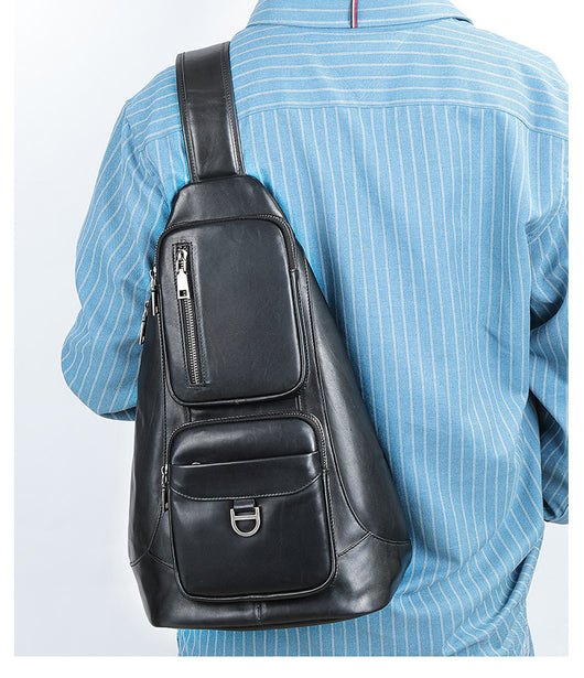 Bolsa de Pecho Cuero Genuino Gran Capacidad Messenger Crossbody Estilo Vintage - Image 17