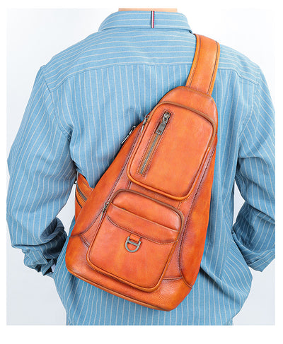 Bolsa de Pecho Cuero Genuino Gran Capacidad Messenger Crossbody Estilo Vintage - Image 19