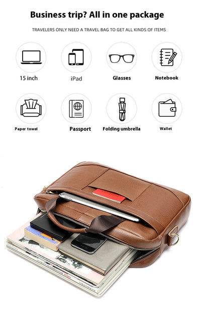 Bolsa Crossbody de Cuero para Documentos Profesionales - Maletín Casual para Computadora - Image 7