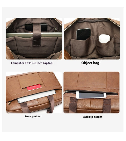 Bolsa Crossbody de Cuero para Documentos Profesionales - Maletín Casual para Computadora - Image 9