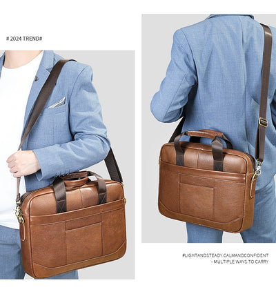 Bolsa Crossbody de Cuero para Documentos Profesionales - Maletín Casual para Computadora - Image 16