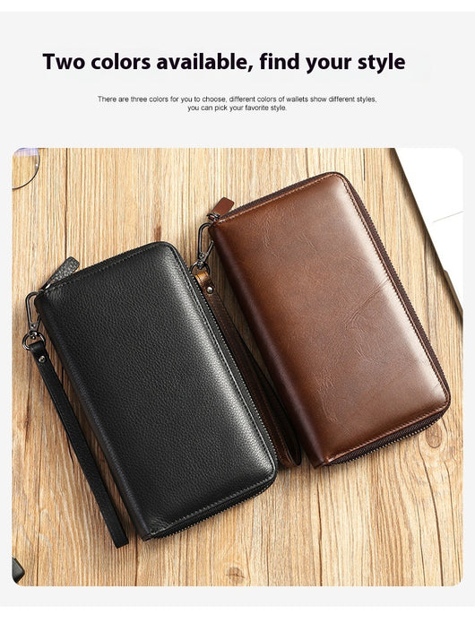 Cartera Larga de Cuero Genuino para Hombre con Cierre de Cremallera - Image 6