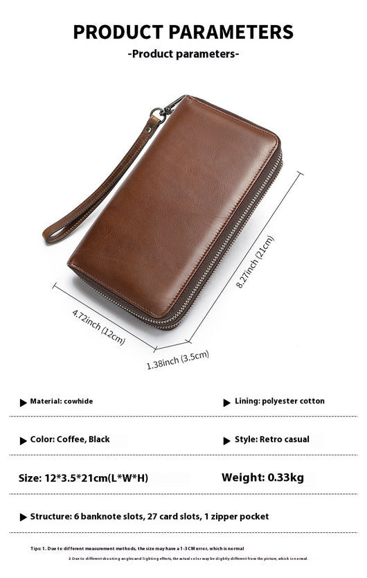 Cartera Larga de Cuero Genuino para Hombre con Cierre de Cremallera - Image 9