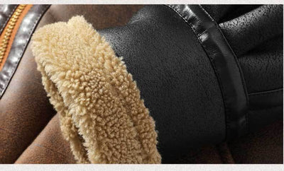 Abrigo de Invierno para Hombre con Cuero, Piel de Cordero y Acolchado Grueso - Image 20