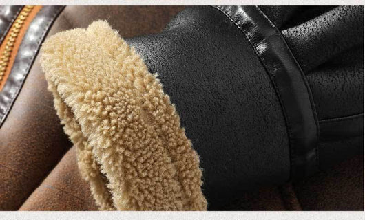 Abrigo de Invierno para Hombre con Cuero, Piel de Cordero y Acolchado Grueso - Image 20