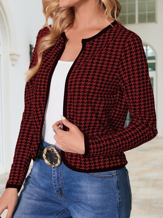 Cardigan Casual Cuadros Pata de Gallo Manga Larga Mujer - Image 30