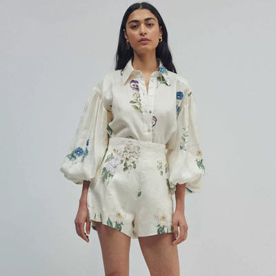 Conjunto Ejecutivo: Blusa Manga Larga y Shorts Cintura Alta - Image 25
