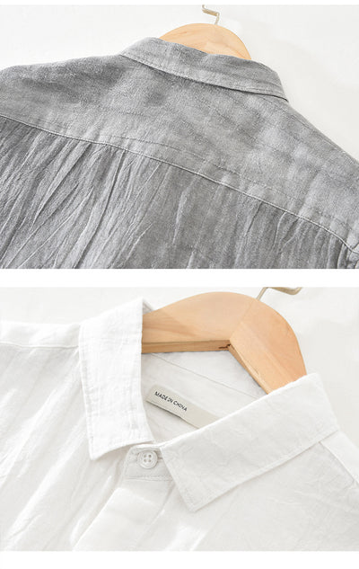 Camisa de Lino Arrugada con Mangas Largas para Hombre - Image 19