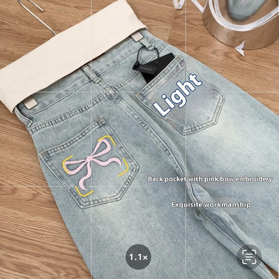 Jeans Anchos Azul Claro con Bordado de Ballet - Image 26