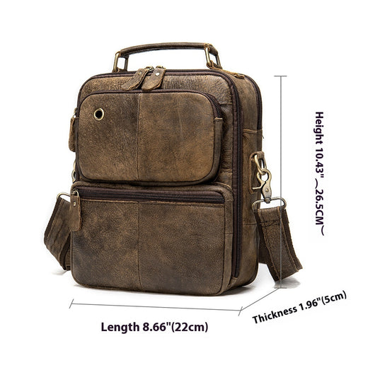 Bolso Mensajero de Cuero Genuino Estilo Retro para Hombre - Image 6