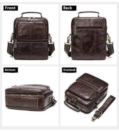 Bolso Mensajero de Cuero Genuino Estilo Retro para Hombre - Image 9