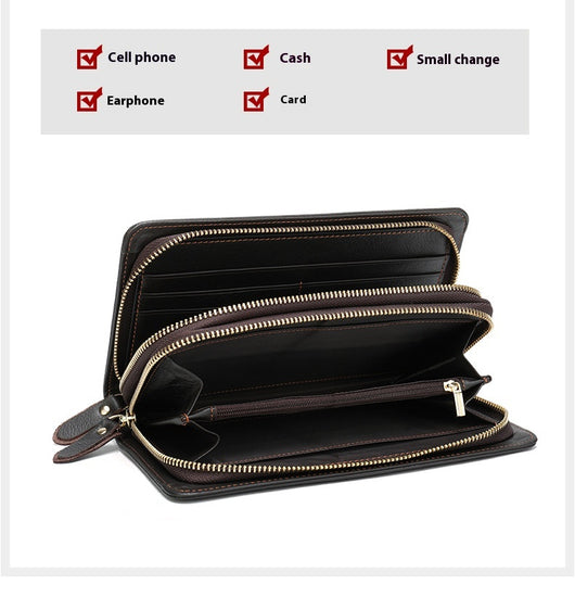 Billetera de Cuero Genuino con Doble Cierre y Compartimentos - Image 12