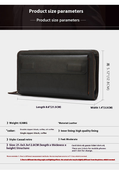 Billetera de Cuero Genuino con Doble Cierre y Compartimentos - Image 13