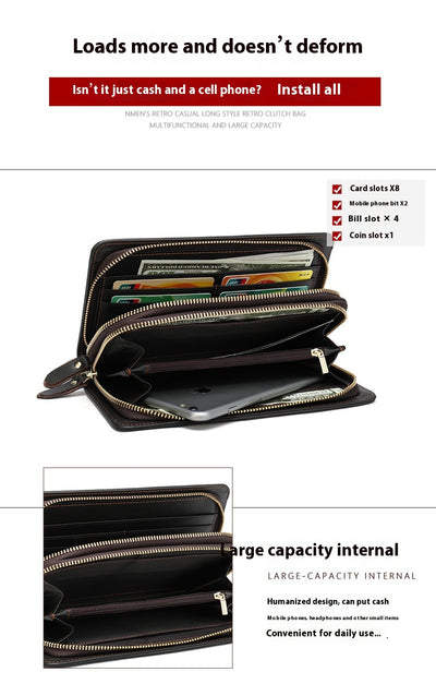 Billetera de Cuero Genuino con Doble Cierre y Compartimentos - Image 18