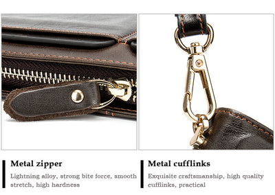 Cartera Larga Ejecutiva para Hombre Cuero Genuino Múltiples Compartimentos - Image 8
